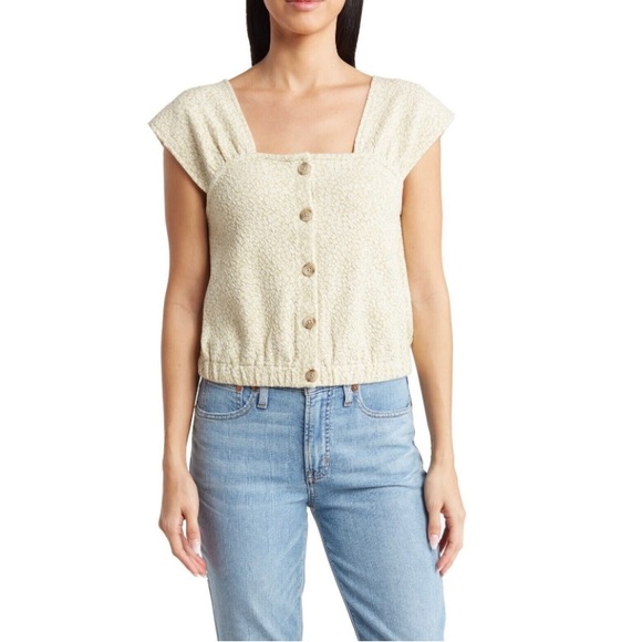 Madewell Floral Jacquard Button-Front Top Size XL - Picture 6 of 6